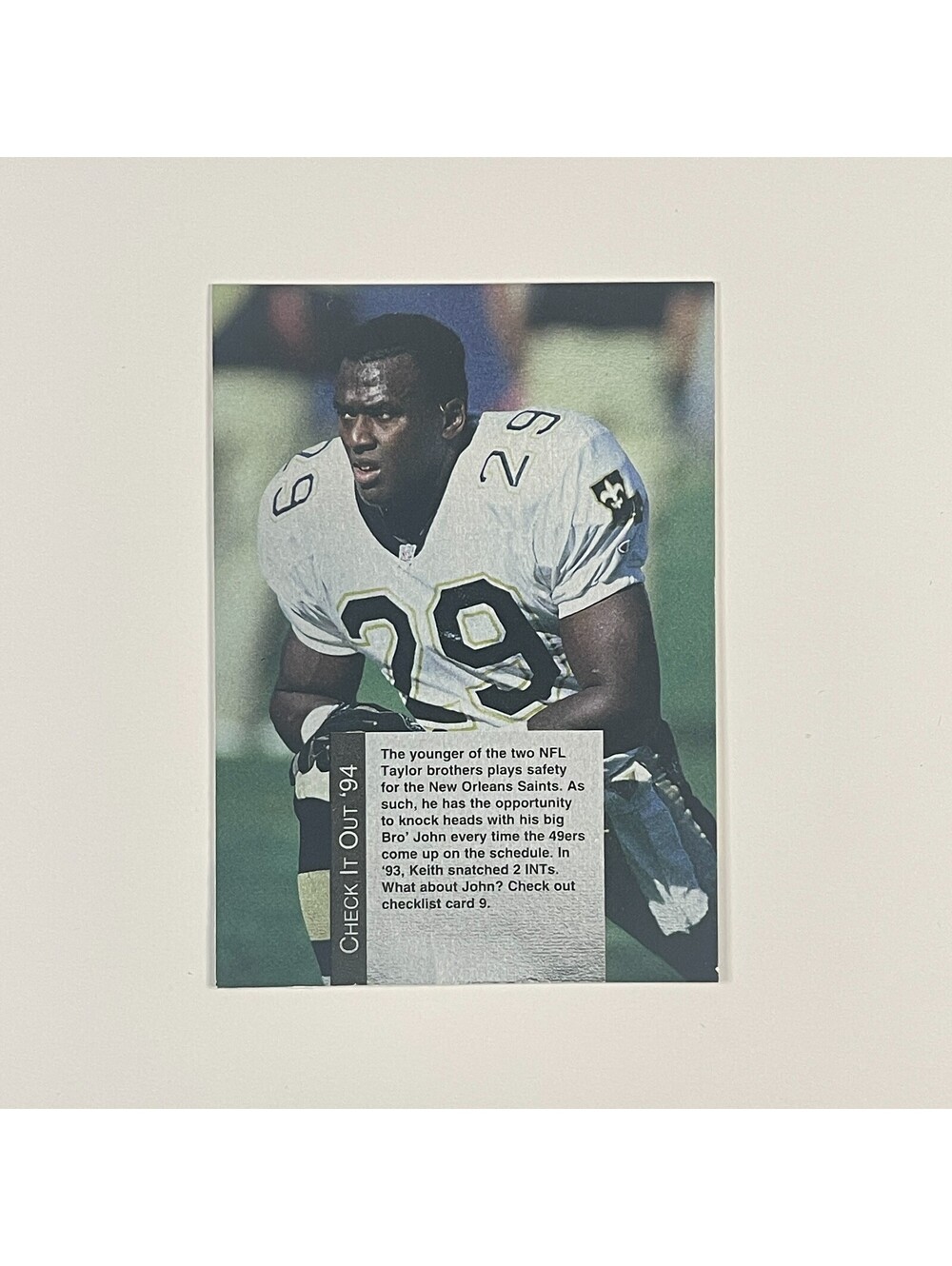 1994 Playoff Checklist #10 Keith Taylor New Orleans Saints Card